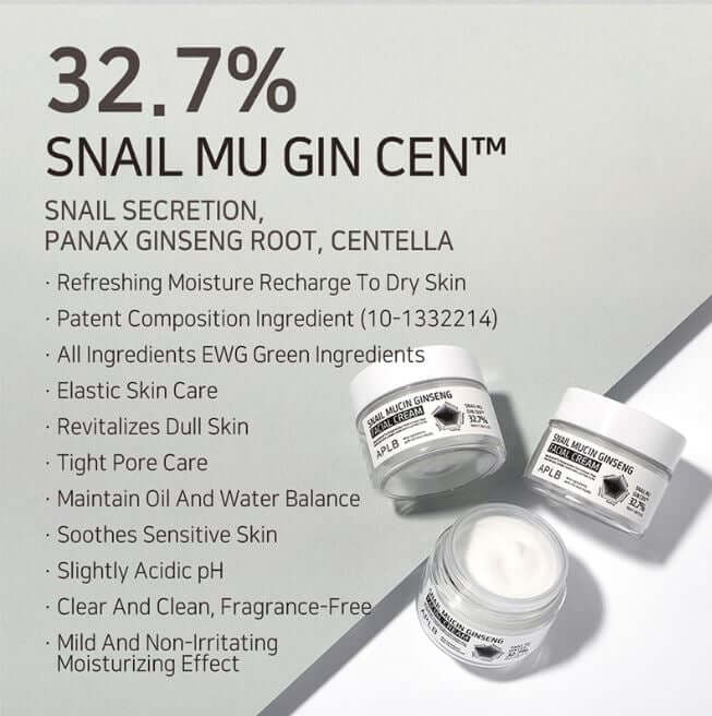 APLB Snail Mucin Ginseng Facial Cream | Revitalize Dull Skin | SunSkincare