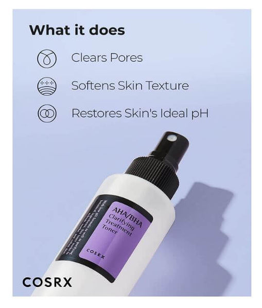 COSRX AHA/BHA Clarifying Treatment Toner -Clear pores, soften skin texture, restore skin’s ideal pH  | SunSkincare