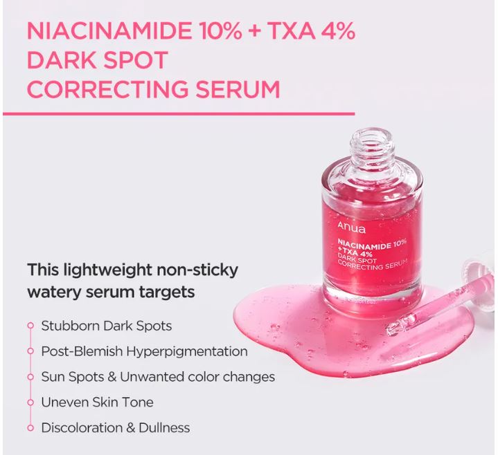 Anua Niacinamide 10% + TXA 4% Dark Spot Correcting Serum | Even Out Skin Toner | SunSkincare