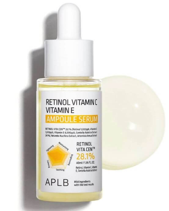 APLB Retinol Vitamin C Vitamin E Ampoule Serum – Brightening, Anti-Aging, Hydrating | SunSkincare