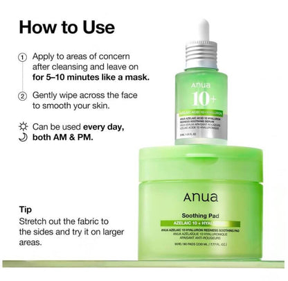 Anua Azelaic 10 Hyaluron Redness Soothing Pad Canada – How to Use | SunSkincare
