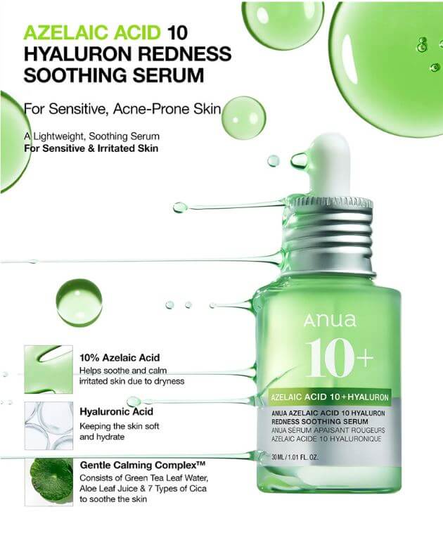 Anua Azelaic Acid 10 Hyaluron Soothing Serum - Key Ingredients & Benefits | SunSkincare