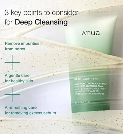 Anua Heartleaf Quercetinol Pore Deep Cleansing Foam-Key Benefits | SunSkincare