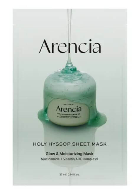 Arencia Holy Hyssop Sheet Mask - Restore Moisture, Refine Pores, and Brighten Dull Skin | Arencia Canada | SunSkincare