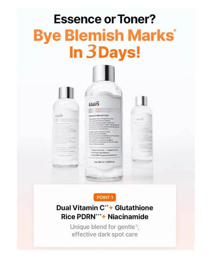 Dear, Klairs Freshly Juiced Vitamin Essence Toner – Fade Blemish, Key Ingredients | SunSkincare