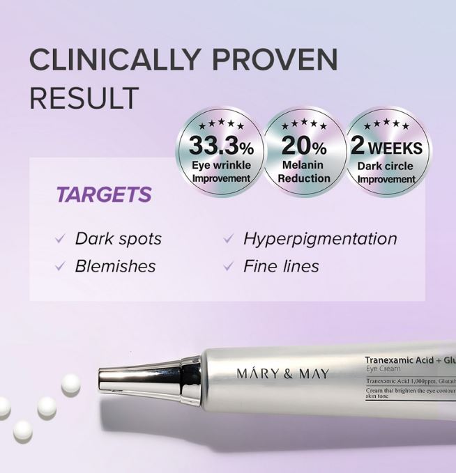 MARY & MAY Tranexamic Acid + Glutathione Eye Cream | SunSkincare MARY & MAY Tranexamic Acid + Glutathione Eye Cream | SunSkincare