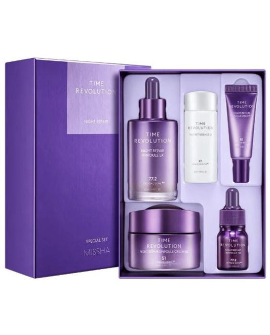 MISSHA Time Revolution Night Repair Set 5X - Intensive Aging Care to improve 10 signs of aging | SunSkincare