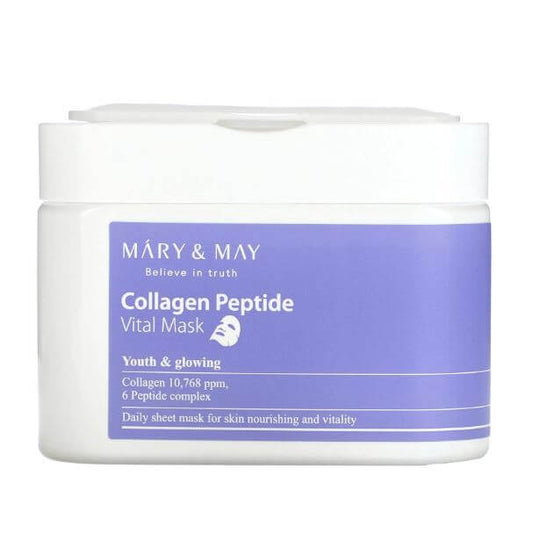 Mary & May Collagen Peptide Vital Mask - Collagen & Peptide Sheet Mask for Hydrated, Youthful Skin | SunSkincare