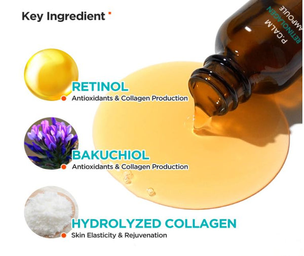 P.CALM RETINOLAGEN Ampoule – Retinol, Bakuchiol, Collagen, PHA & Succinic Acid | SunSkincare