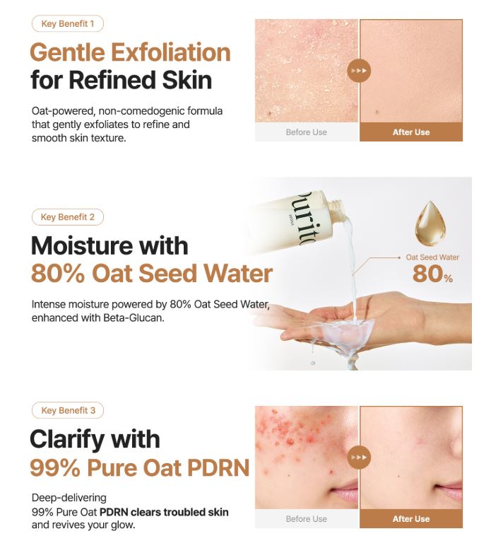 Purito Oat PDRN Gentle Refining Toner – Key Benefits | SunSkincare