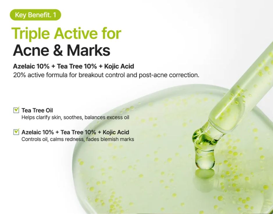Purito Azelaic Acid 10 Kojic Tea Tree Serum – Breakout Control & Post-Acne Correction | SunSkincare