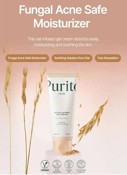 Purito fungal acne safe moisturizer with oat ingredients - Purito Oat-In Calming Gel Cream | SunSkincare