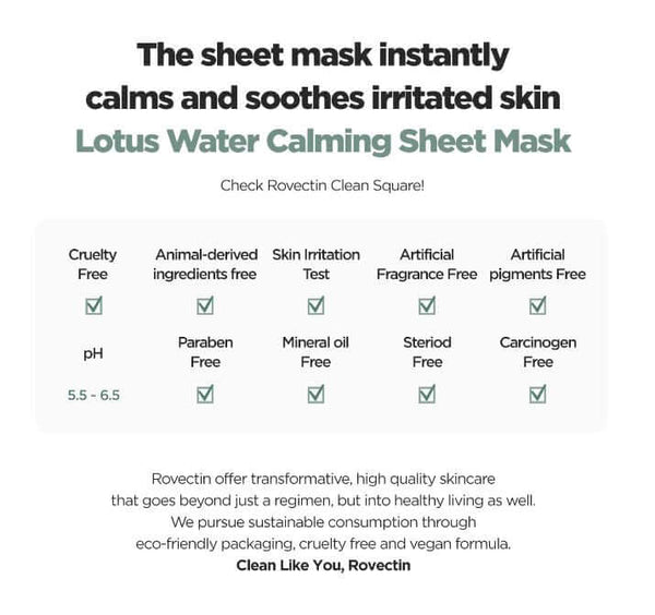 ROVECTIN Lotus Water Calming Sheet Mask | ROVECTIN Canada | SunSkincare