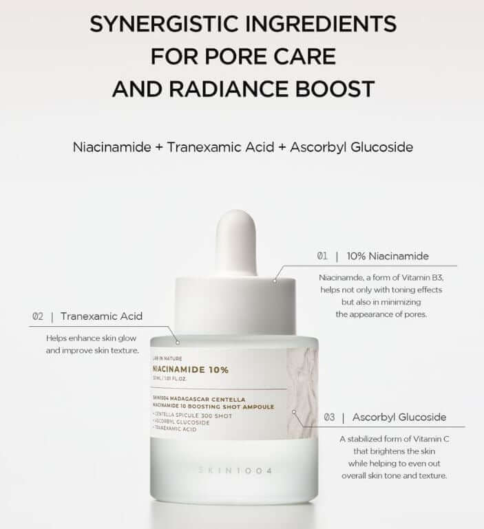 SKIN1004 Centella Niacinamide 10 Boosting Shot Ampoule – Key Ingredients & Benefits | SunSkincare