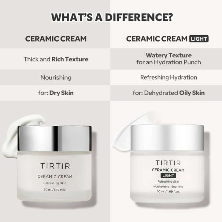 TIRTIR Ceramic Cream VS TIRTIR Ceramic Cream Light - What's the difference | SunSkincare