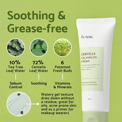 iUNIK Centella Calming Gel Cream – Cica, Tree Tea & Plant Extracts | SunSkincare	