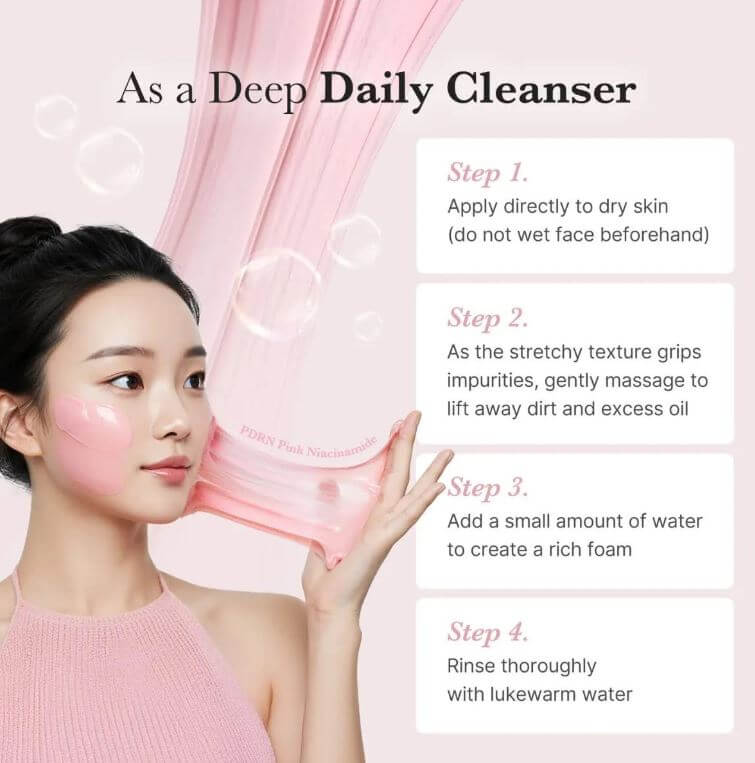 medicube PDRN Pink Niacinamide Whip Cleanser – How To Use | SunSkincare
