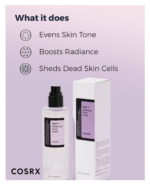COSRX AHA 7 Whitehead Power Liquid – Exfoliate dead skin cells & Evens skin Tone | SunSkincare