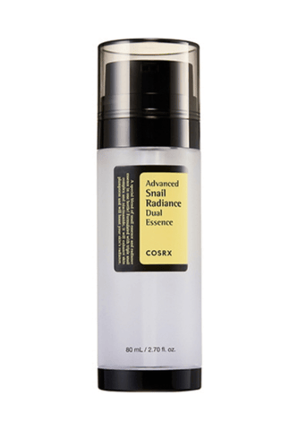 COSRX Advanced Snail Radiance Dual Essence | boosts skin elasticity, brightens up skin tone, and provides a glowing, plumped-up and youthful complexion | SunSkincare.ca