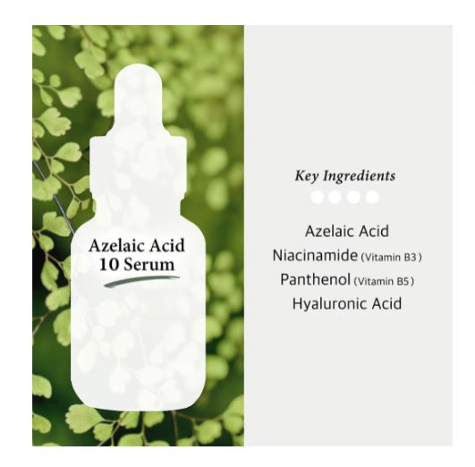 Cos De BAHA Azelaic Acid 10 Serum with Niacinamide, Panthenol, HA – Fade hyperpigmentation, reduce redness | SunSkincare